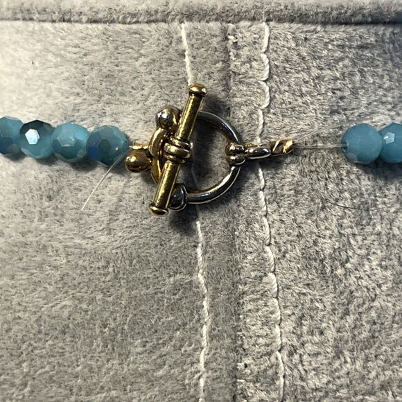 Real Turquoise Inlay & Silver Beaded Necklace W/ Dichroic Art Glass Pendant - Picture 7 of 7